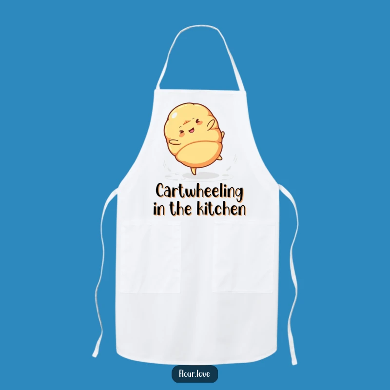 Funny Croissant Cartwheel Apron: Cook with Comedy and Pastry Flair
