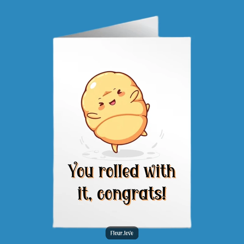 Free Printable Croissant Cartwheel Congrats Card: Funny Downloadable Greeting for Success